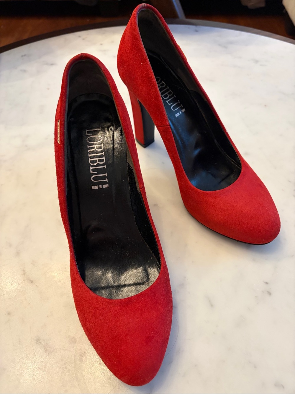loriblu luxury Italian Designer Red‎ Suede Heels Size 38 - Picture 8 of 16
